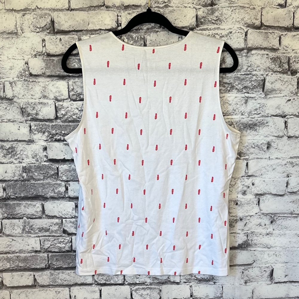Christopher and Banks White Tank Top with Pink Flip Flops Size XL - Picture 3 of 5
